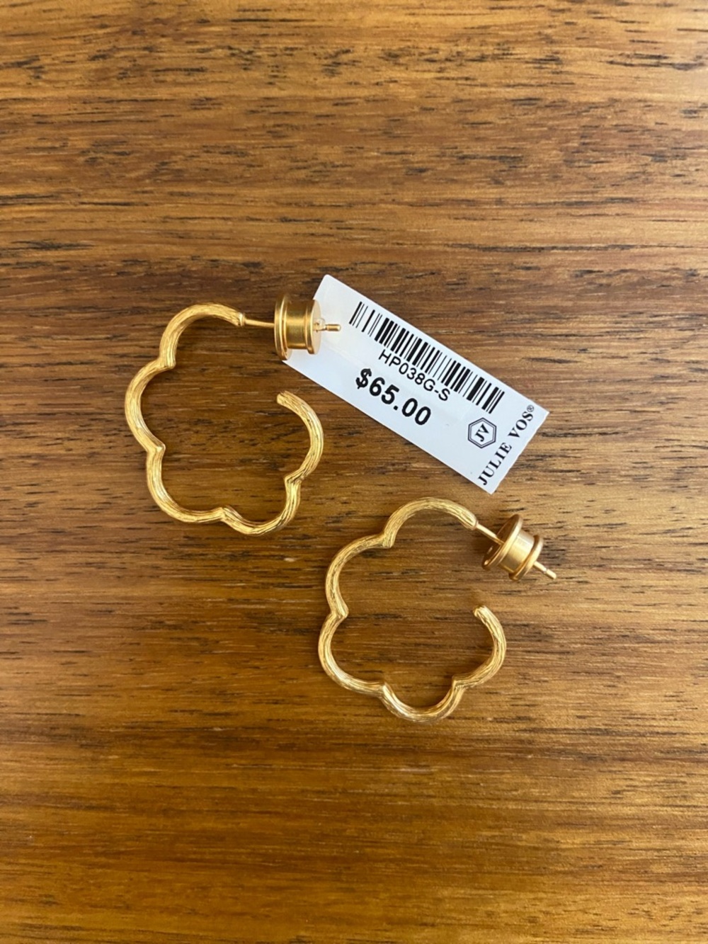 Julie Vos Gold Gardenia Textured Hoop